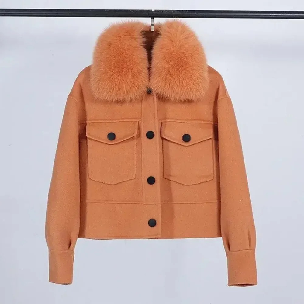 Wool Coat Peacoat - Laine femmes manteau de fourrure nouveau