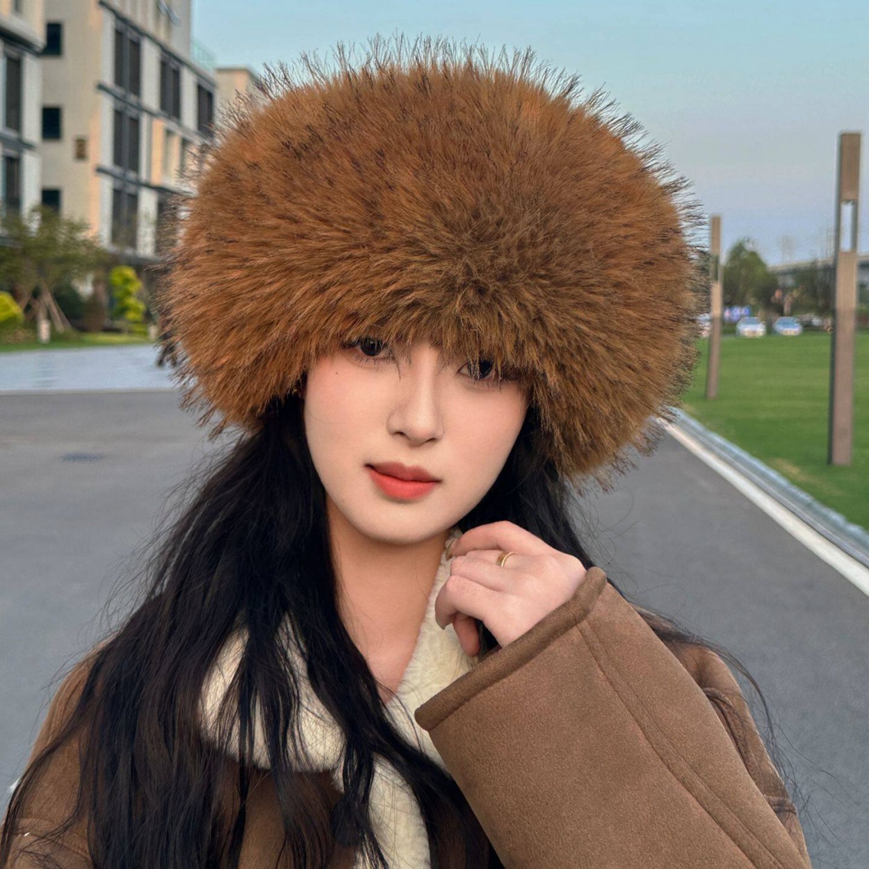 Knit Beanie Hat Warm - Chapeau circulaire ouvert en fausse fourrure