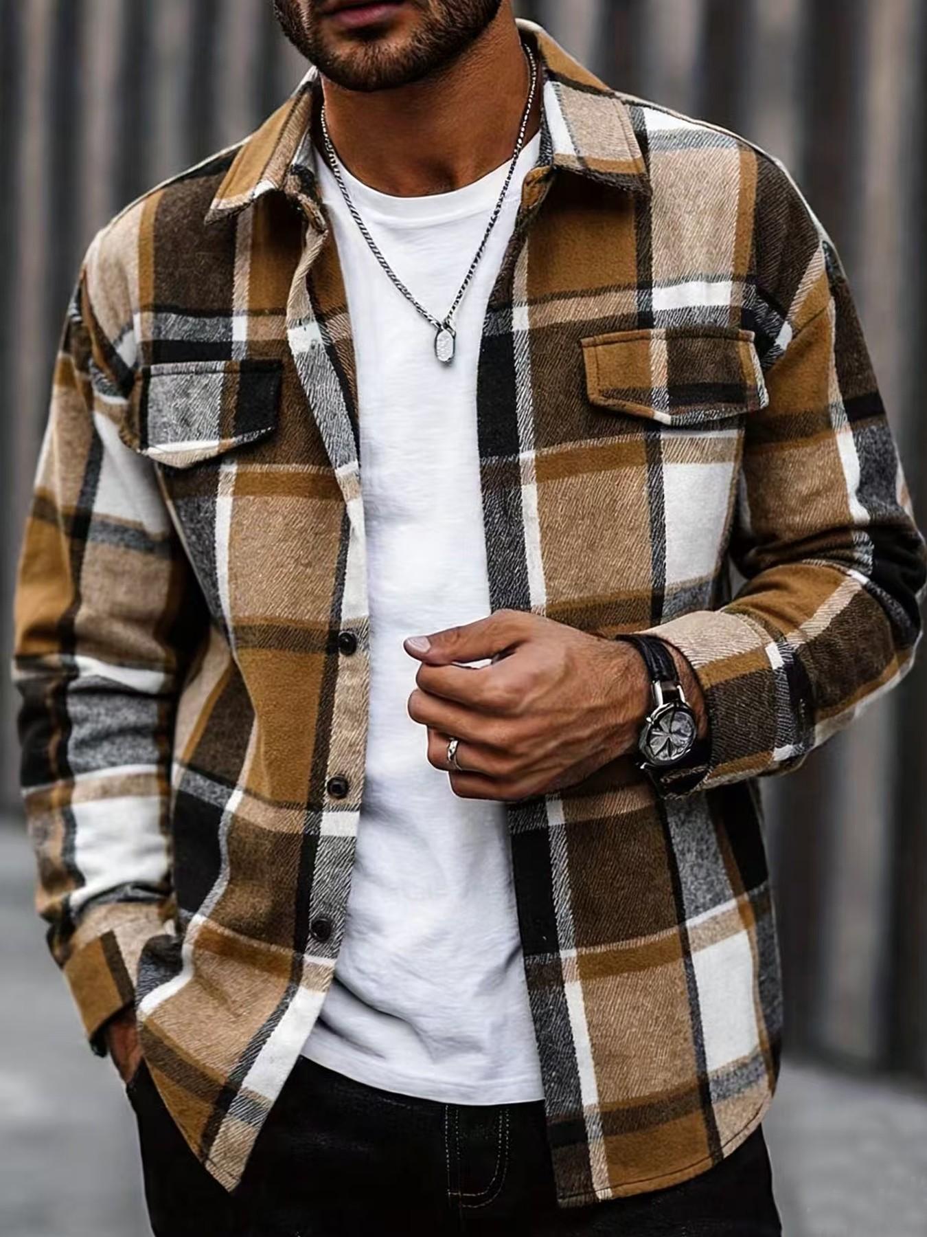 Flannel Shirt Lined - Chemise à carreaux rétro pour hommes,
